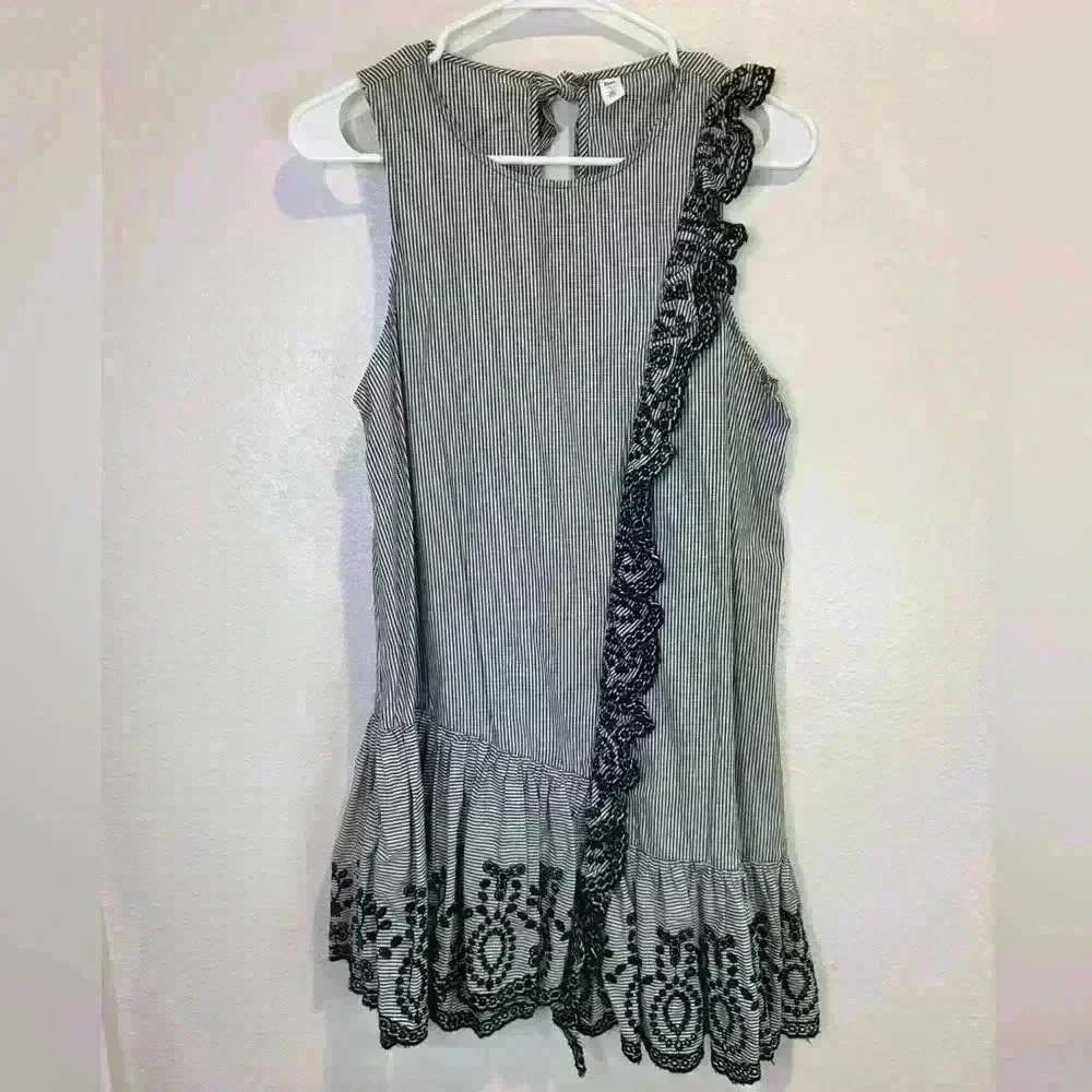 BP Nordstrom Women’s Ruffle Tank Black/White Stripe Dress Size S